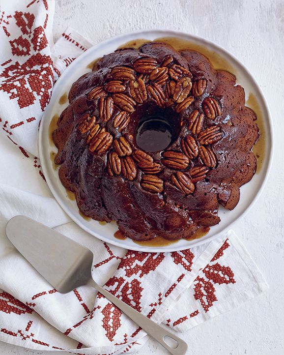 Chocolate Caramel Pecan Bundt Cake