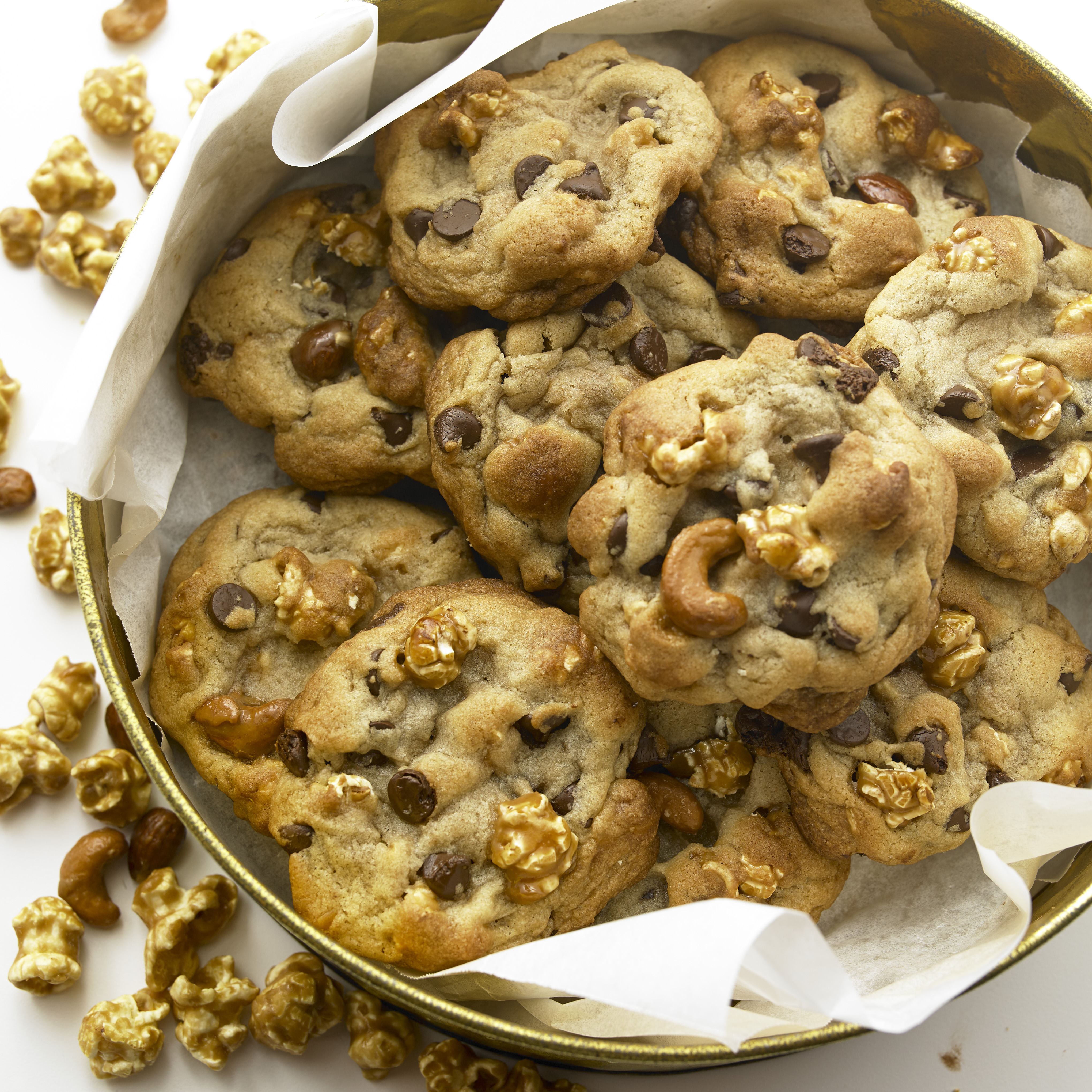 Toffee Almond Cashew Popcorn Cookies
